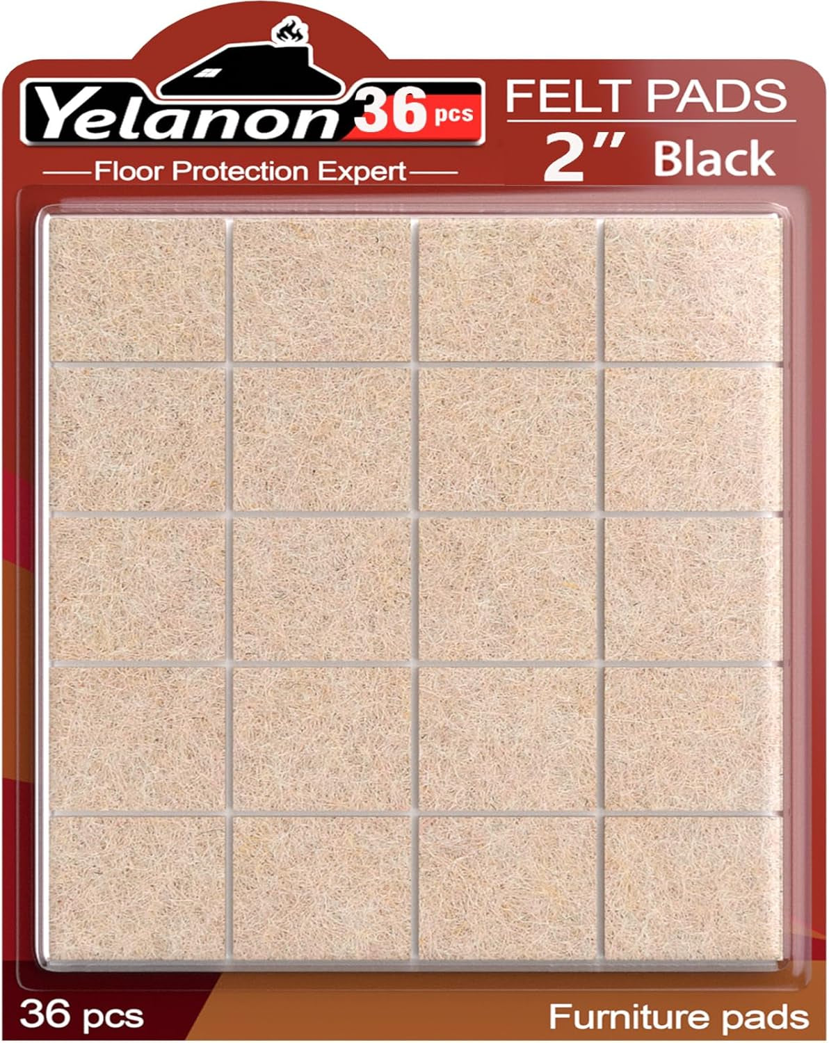 Felt Furniture Pads for Hardwood Floors -36 Pcs 2" Premium Floor Protectors for Furniture, Felt Pads for Chair Legs, Beige