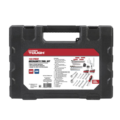 144-Piece 1/4, 3/8 and 1/2-Inch Drive Mechanics Tool Set, Chrome Finish