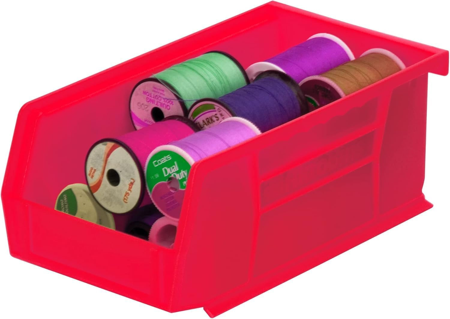 30220 Akrobins Plastic Storage Bins, Space-Saving Stackable Bins for Garage, Pantry, Craft Organization, 7" X 4" X 3", Red, 24-Pack