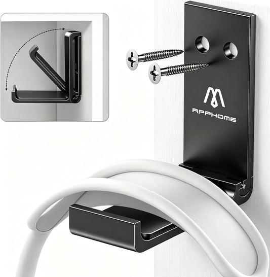 Foldable Aluminum Headphone Stand & Headset Holder Mount, under Desk Wall Hook with No-Scratch Silicone Pad, Strong Adhesive Gaming Headset Hanger for PC, Home & Office