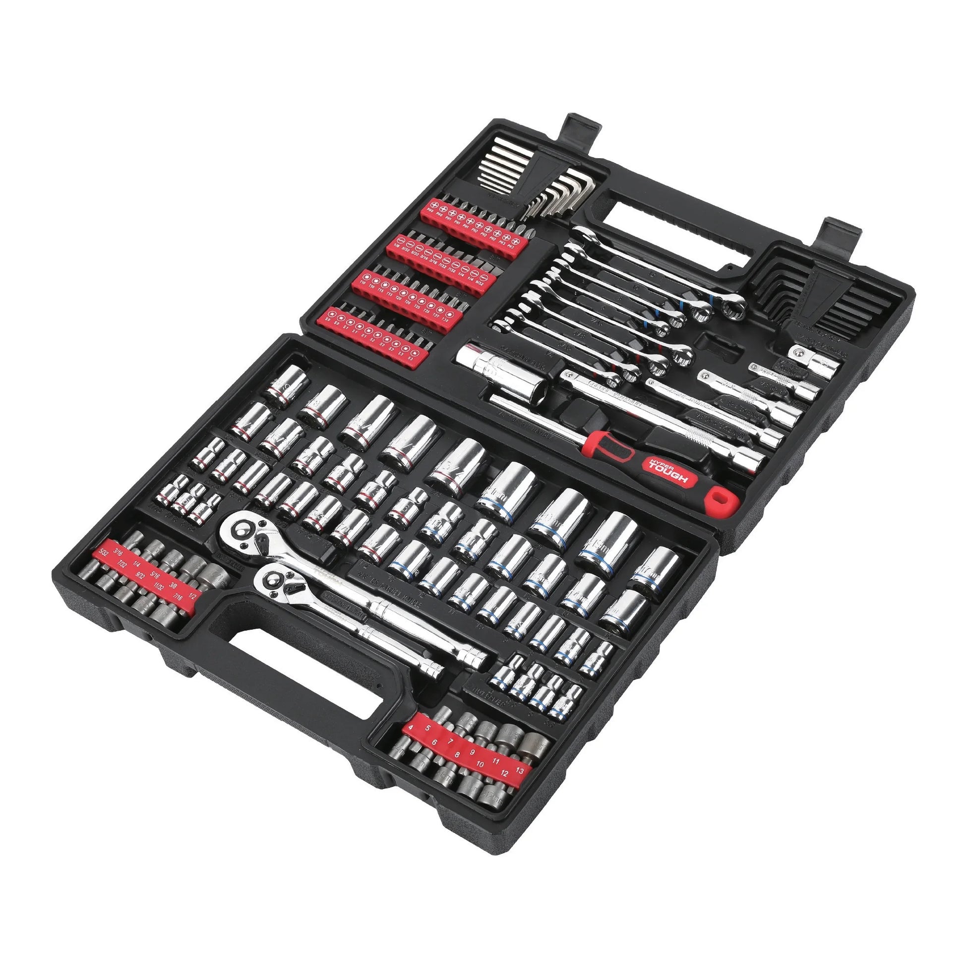 144-Piece 1/4, 3/8 and 1/2-Inch Drive Mechanics Tool Set, Chrome Finish