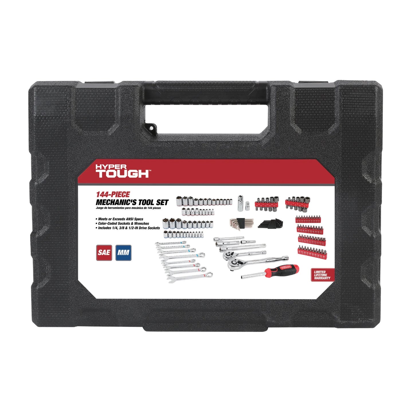 144-Piece 1/4, 3/8 and 1/2-Inch Drive Mechanics Tool Set, Chrome Finish