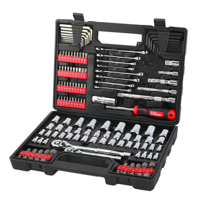 144-Piece 1/4, 3/8 and 1/2-Inch Drive Mechanics Tool Set, Chrome Finish