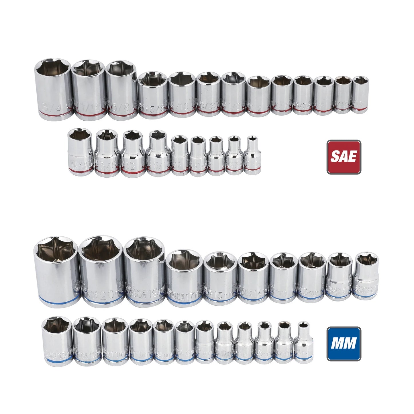 144-Piece 1/4, 3/8 and 1/2-Inch Drive Mechanics Tool Set, Chrome Finish