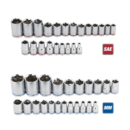 144-Piece 1/4, 3/8 and 1/2-Inch Drive Mechanics Tool Set, Chrome Finish