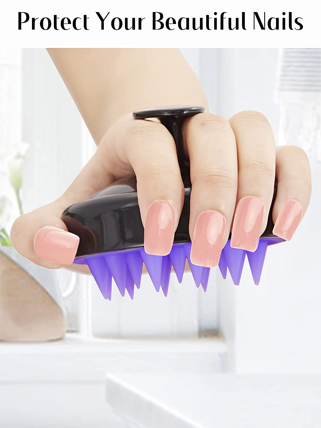 Scalp Massager Hair Growth, Soft Silicone Scalp Scrubber Shampoo Brush for Exfoliation, Dandruff Removal Head Massage Stress Relax, Wet & Dry Use for Thick Thin Curly Hair Care, Black